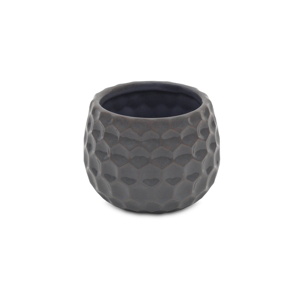 Farrier Hexagon Pattern Gray Ceramic Pot - Wide CHEUNGS