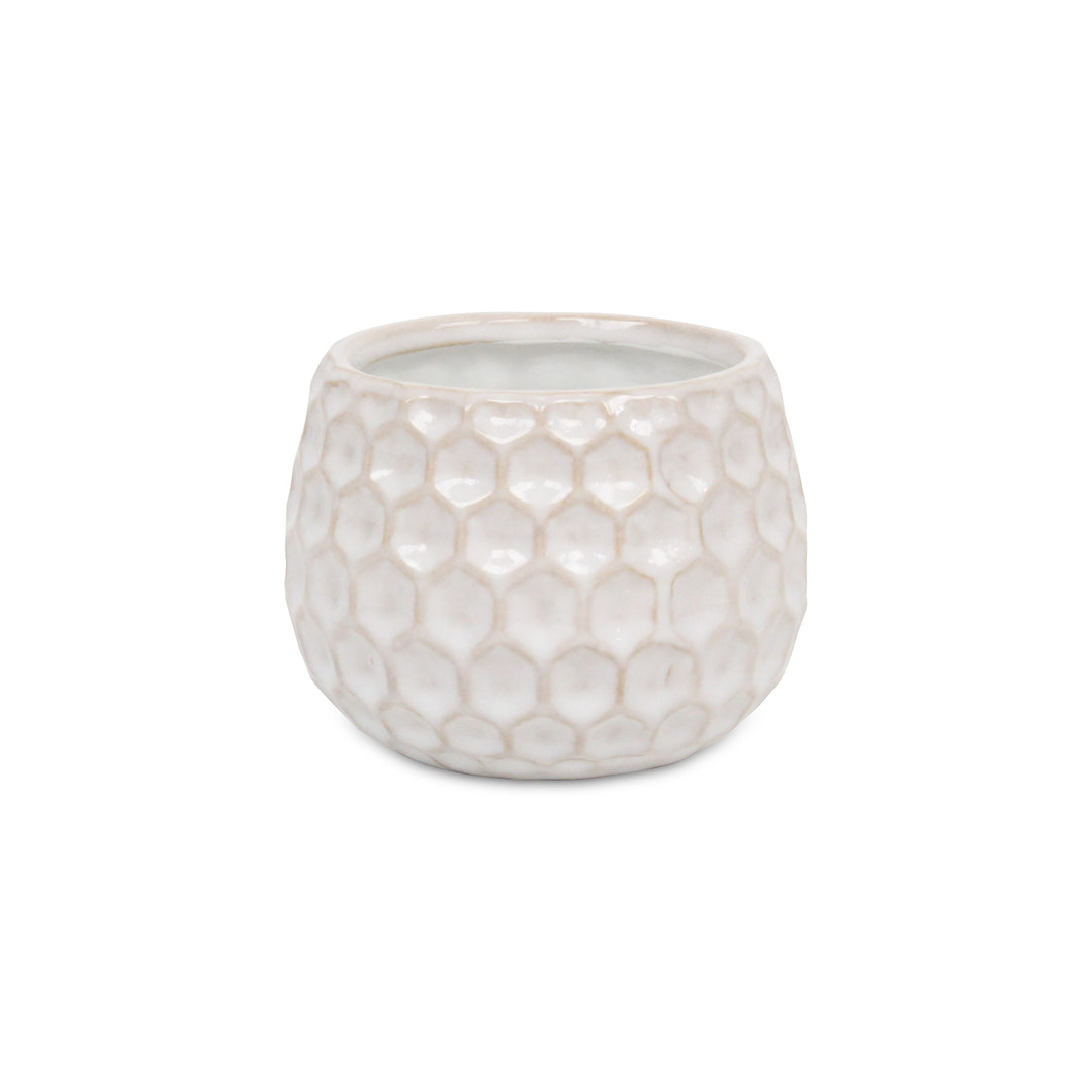 Farrier Hexagon Pattern White Ceramic Pot - Wide CHEUNGS