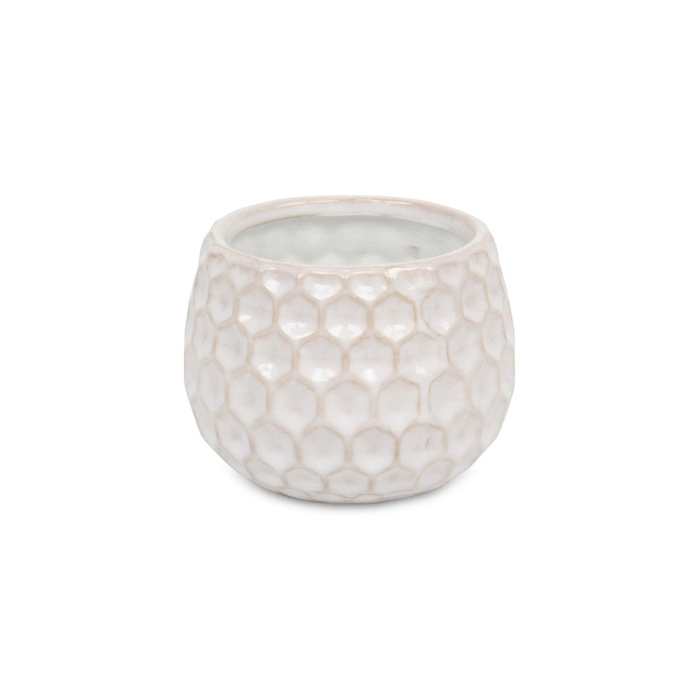 Farrier Hexagon Pattern White Ceramic Pot - Wide CHEUNGS