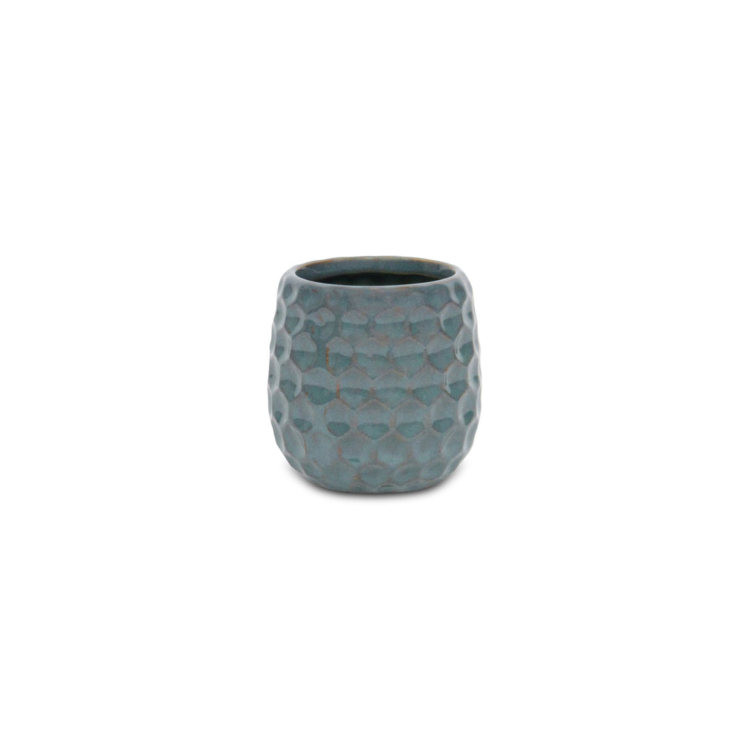 Farrier Hexagon Pattern Blue Ceramic Pot - Small CHEUNGS