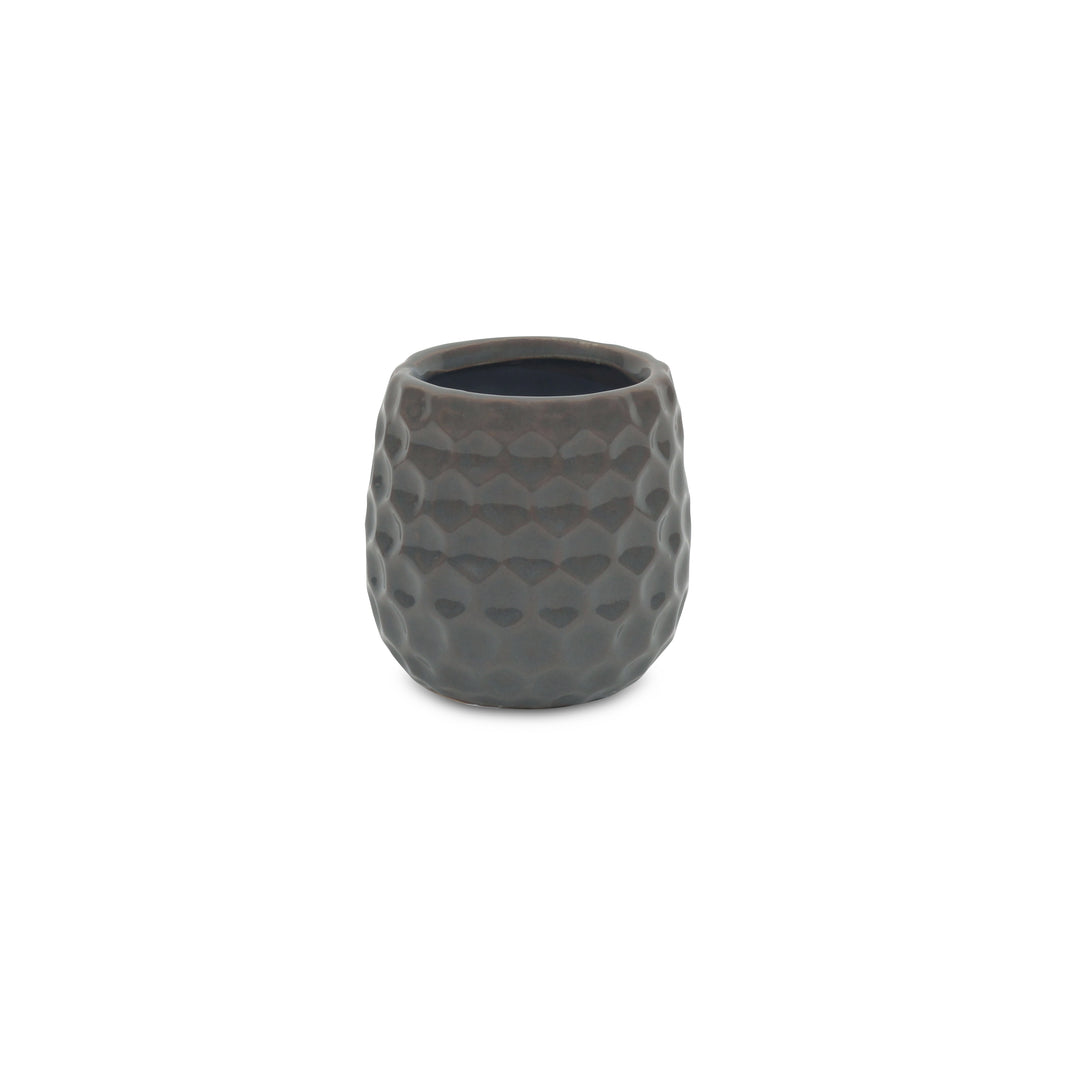 Farrier Hexagon Pattern Gray Ceramic Pot - Small CHEUNGS