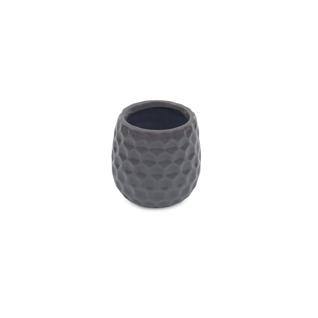 Farrier Hexagon Pattern Gray Ceramic Pot - Small CHEUNGS