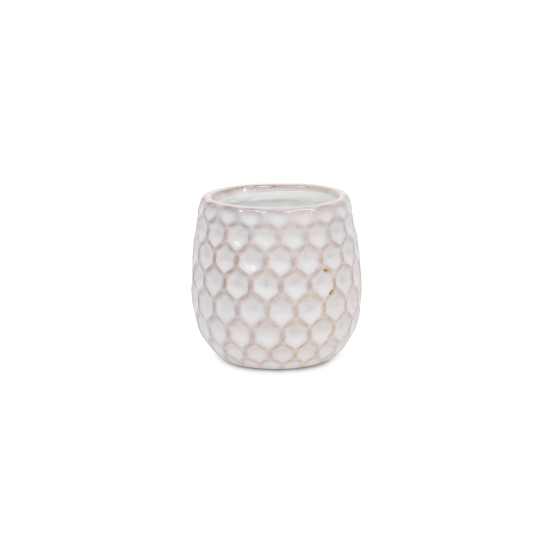 Farrier Hexagon Pattern White Ceramic Pot - Small CHEUNGS