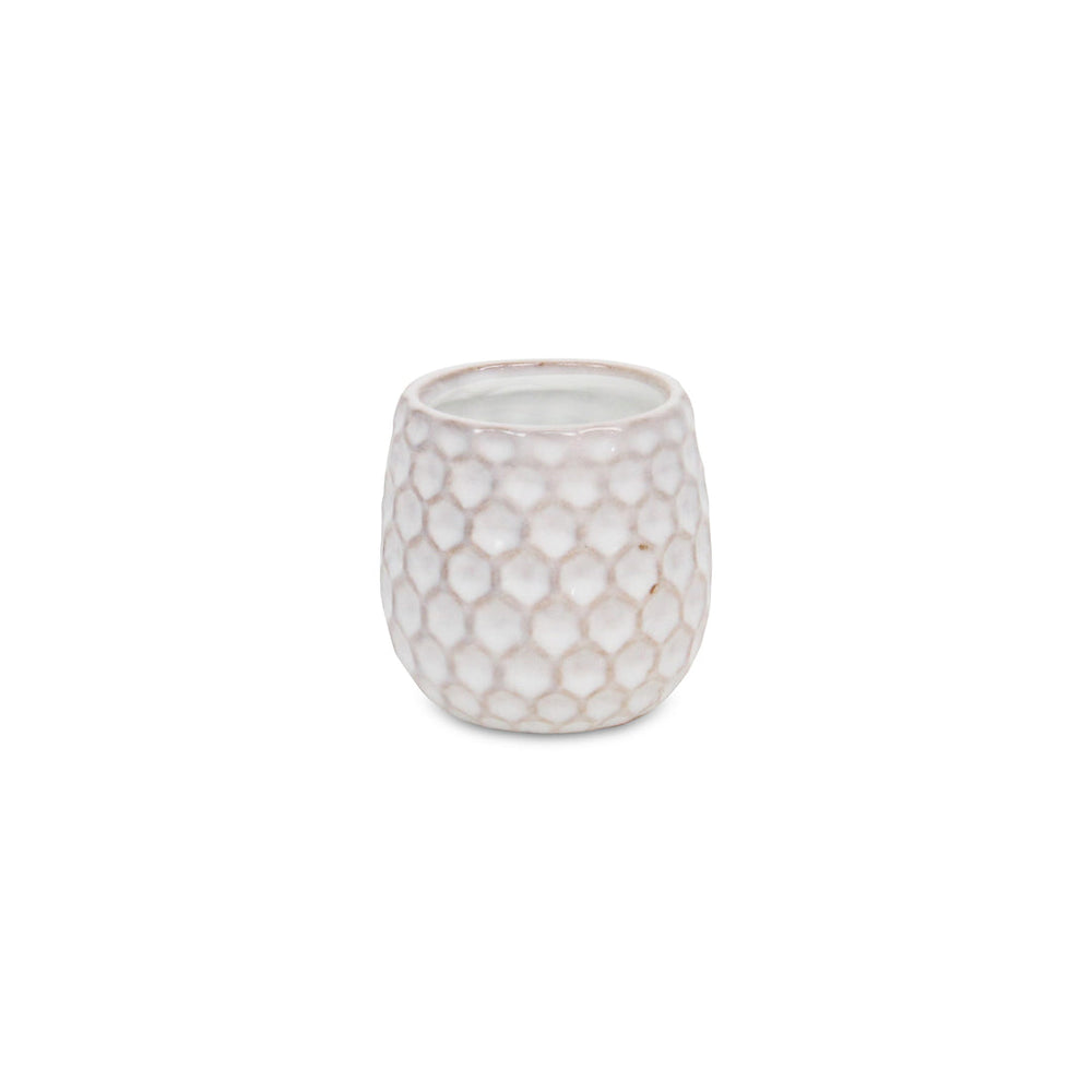 Farrier Hexagon Pattern White Ceramic Pot - Small CHEUNGS