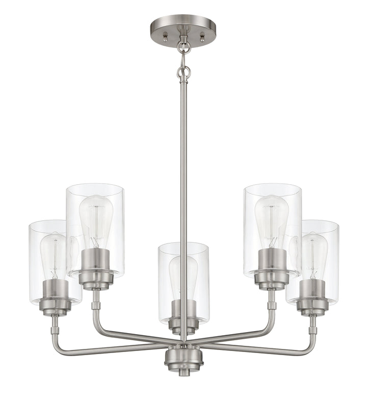 ##Antique Hardware## Stowe 5 Light Chandelier in Brushed Polished Nickel