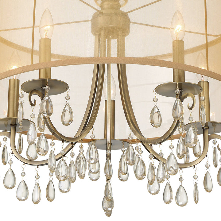 Crystorama Crystorama Hampton 5 Light Drum Shade Antique Brass Chandelier