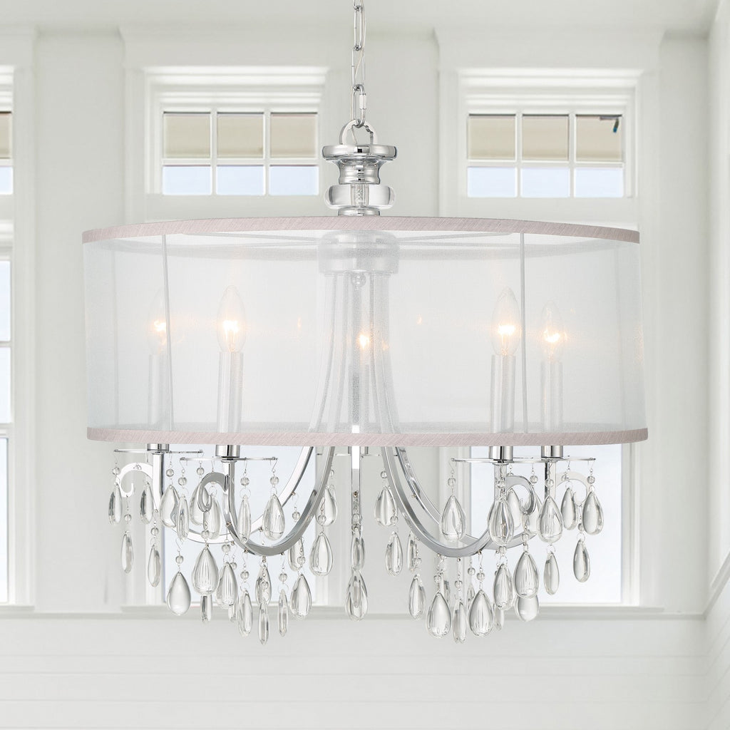 Crystorama Crystorama Hampton 5 Light Drum Shade Polished Chrome Chandelier
