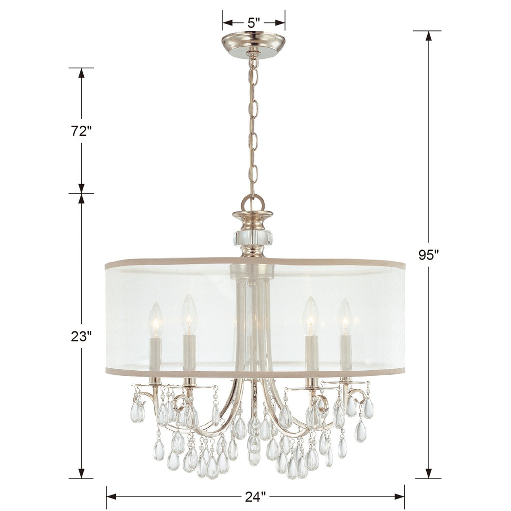 Crystorama Crystorama Hampton 5 Light Drum Shade Polished Chrome Chandelier
