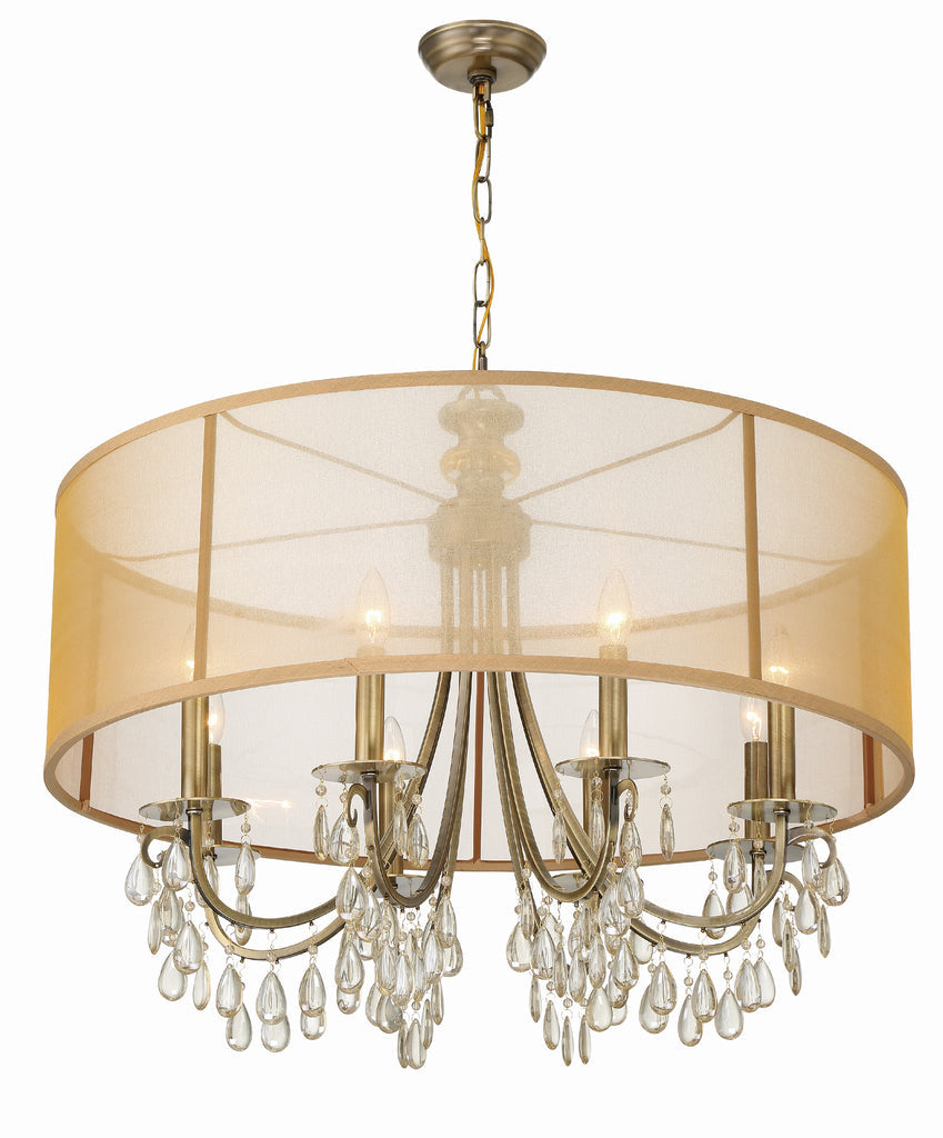Crystorama Crystorama Hampton 8 Light Drum Shade Antique Brass Chandelier
