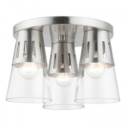 3 Light Brushed Nickel Flush Mount Livex