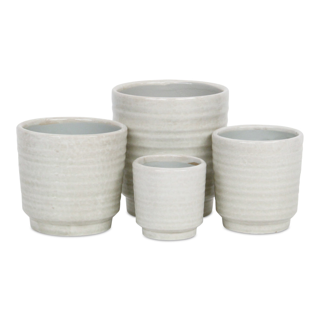 Celadi White Rippled Ceramic Pot - Large CHEUNGS