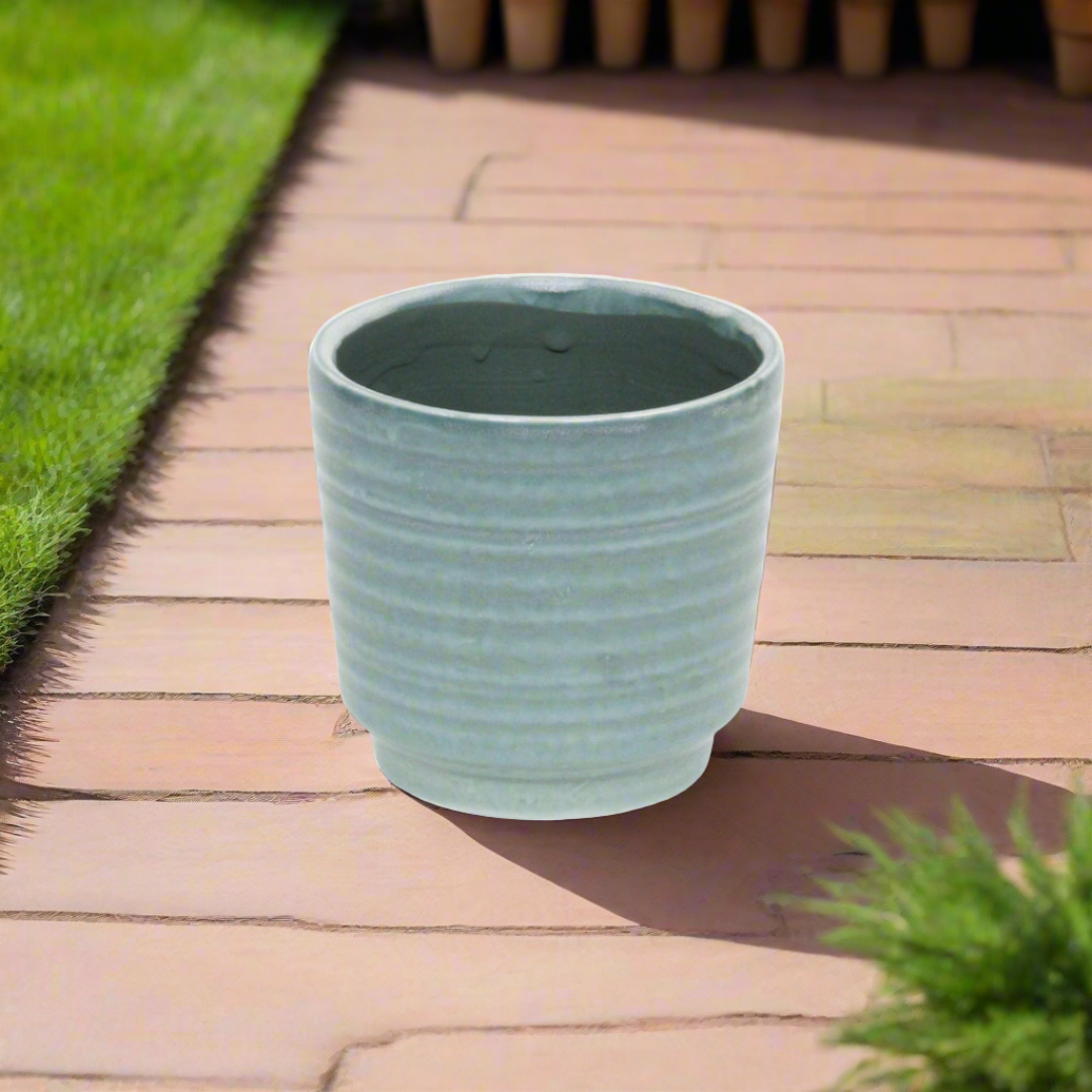 Celadi Green Rippled Ceramic Pot - Large CHEUNGS