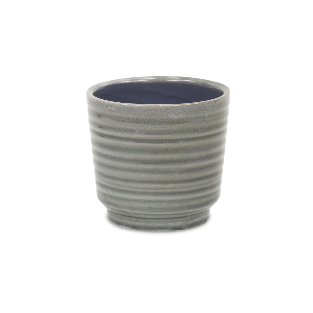 Celadi Gray Rippled Ceramic Pot - Large CHEUNGS