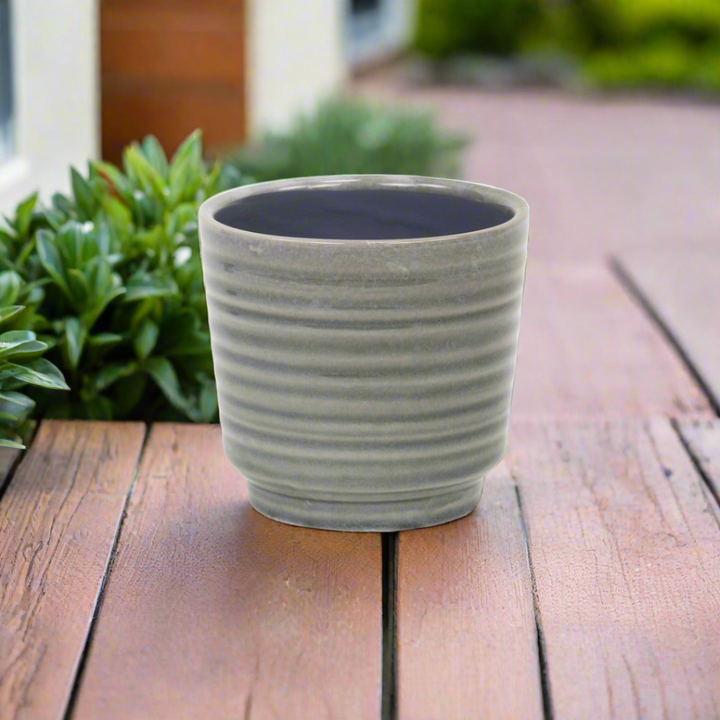 Celadi Gray Rippled Ceramic Pot - Large CHEUNGS