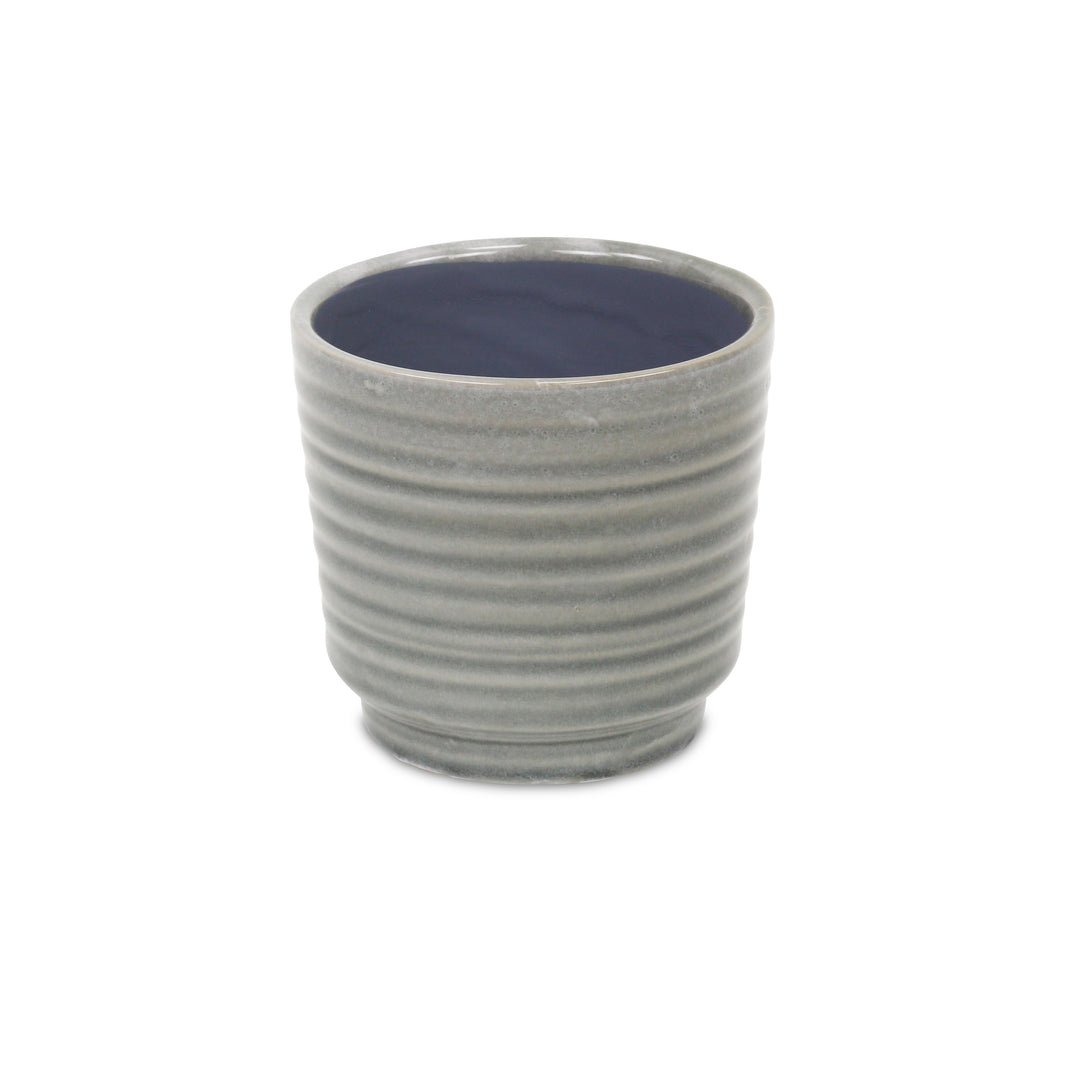 Celadi Gray Rippled Ceramic Pot - Large CHEUNGS