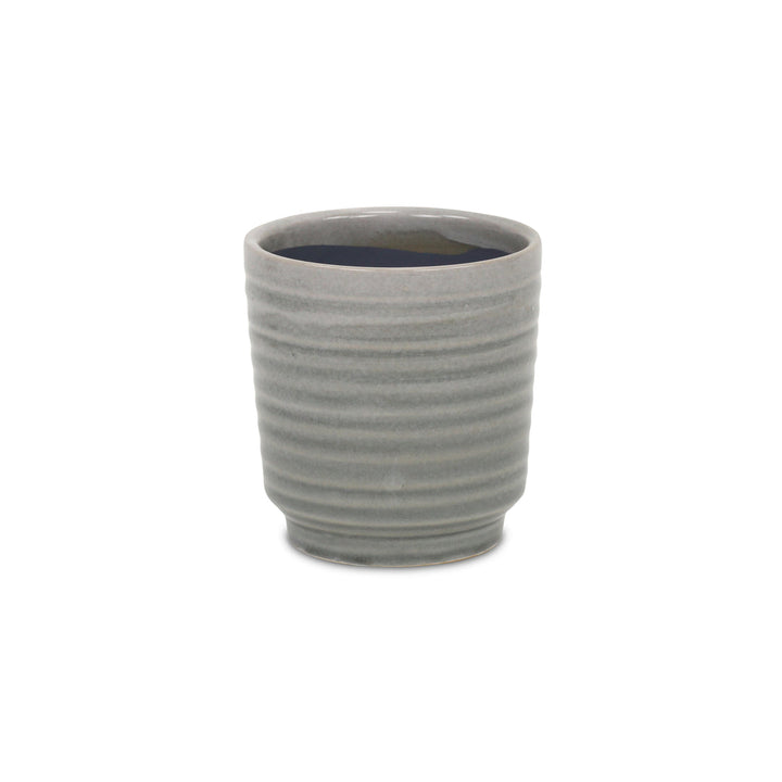 Celadi Gray Rippled Ceramic Pot - Medium CHEUNGS