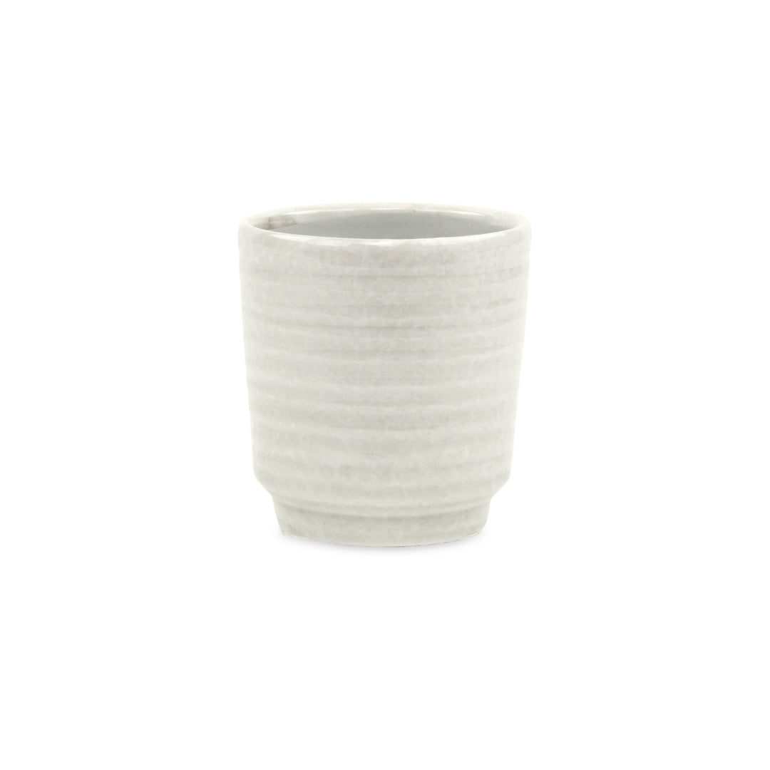 Celadi White Rippled Ceramic Pot - Medium CHEUNGS