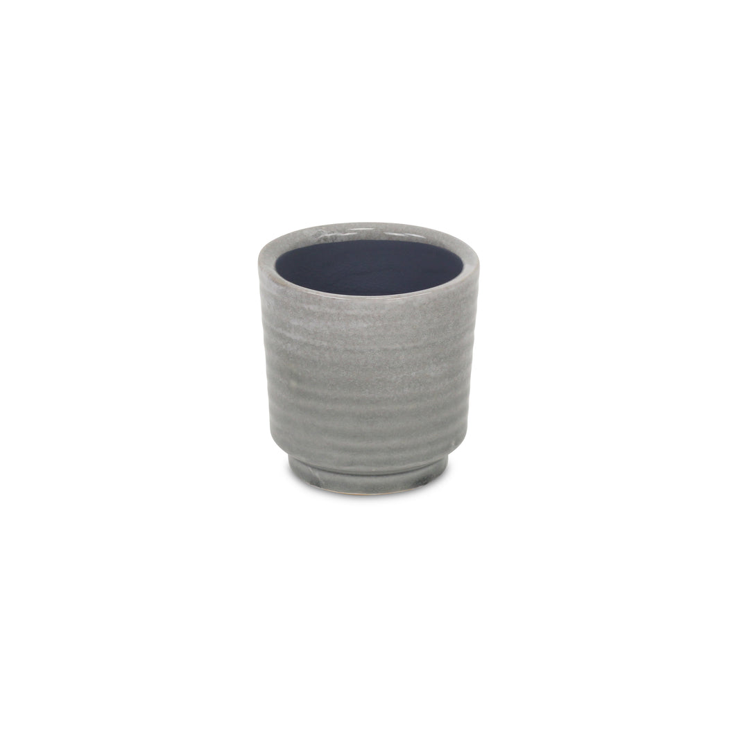 Celadi Gray Rippled Ceramic Pot - Small CHEUNGS