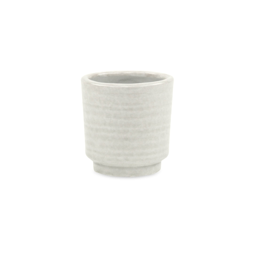 Celadi White Rippled Ceramic Pot - Small CHEUNGS