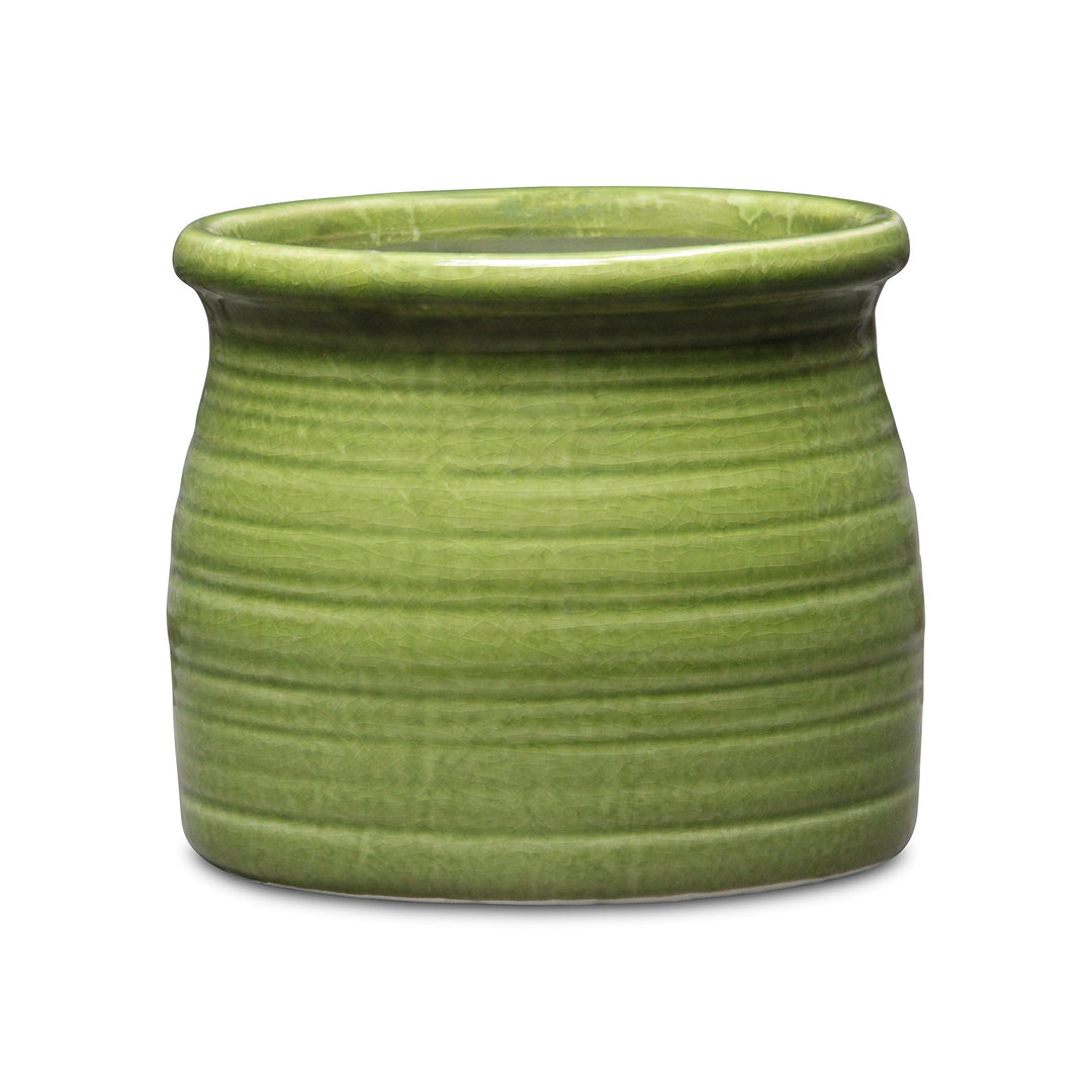 Kifon Curved Ceramic Ceramic Pot - Large - Olive Green CHEUNGS