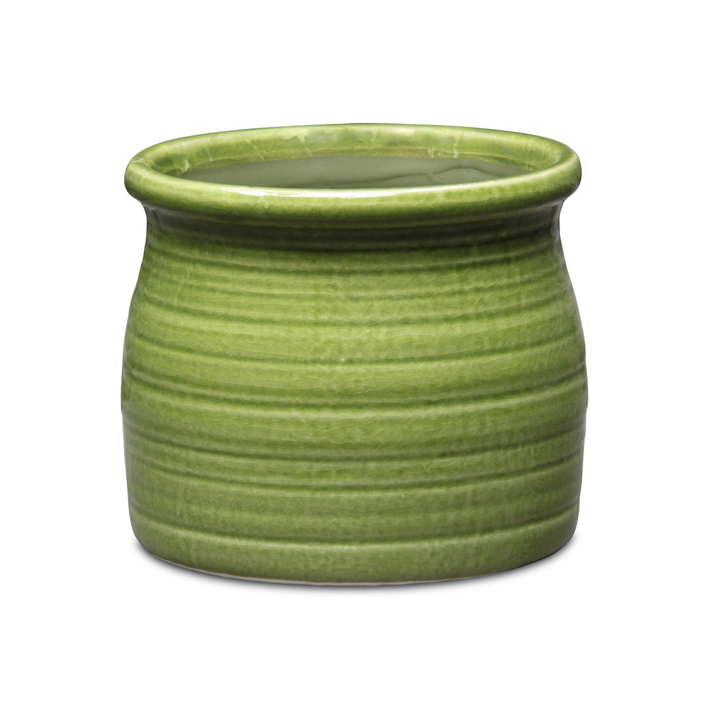 Kifon Curved Ceramic Ceramic Pot - Large - Olive Green CHEUNGS