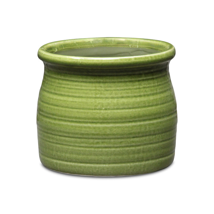 Kifon Curved Ceramic Ceramic Pot - Large - Olive Green CHEUNGS