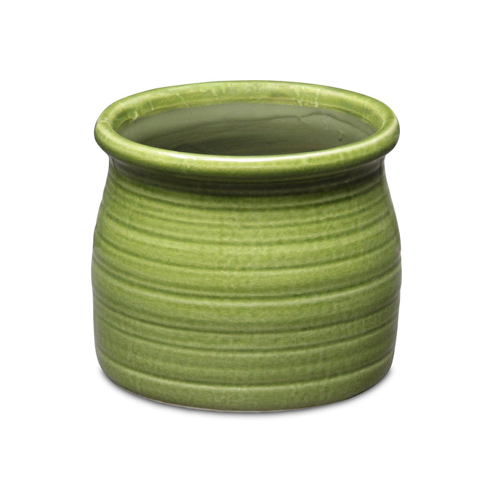 Kifon Curved Ceramic Ceramic Pot - Large - Olive Green CHEUNGS