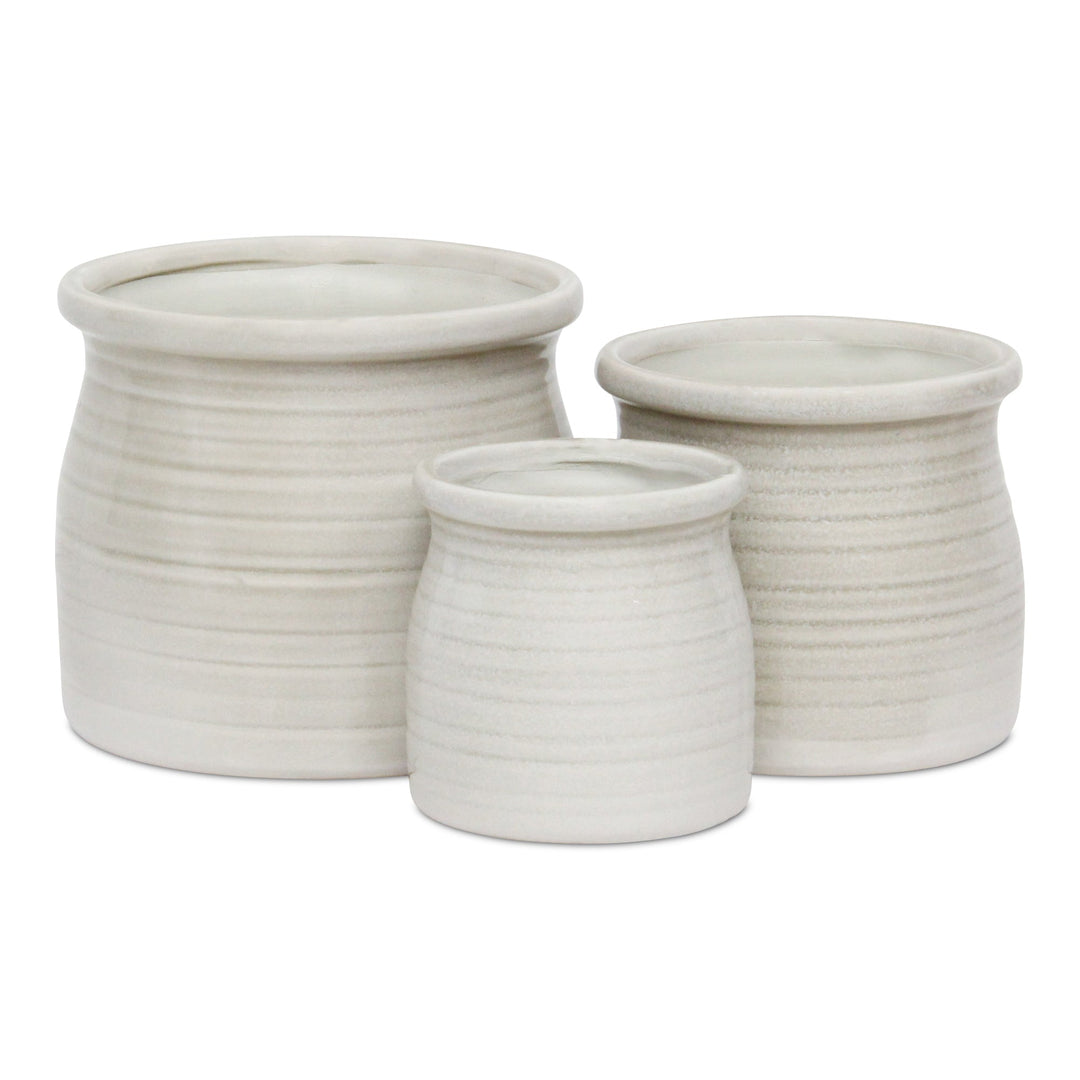 Kifon White Curved Ceramic Pot - Large CHEUNGS