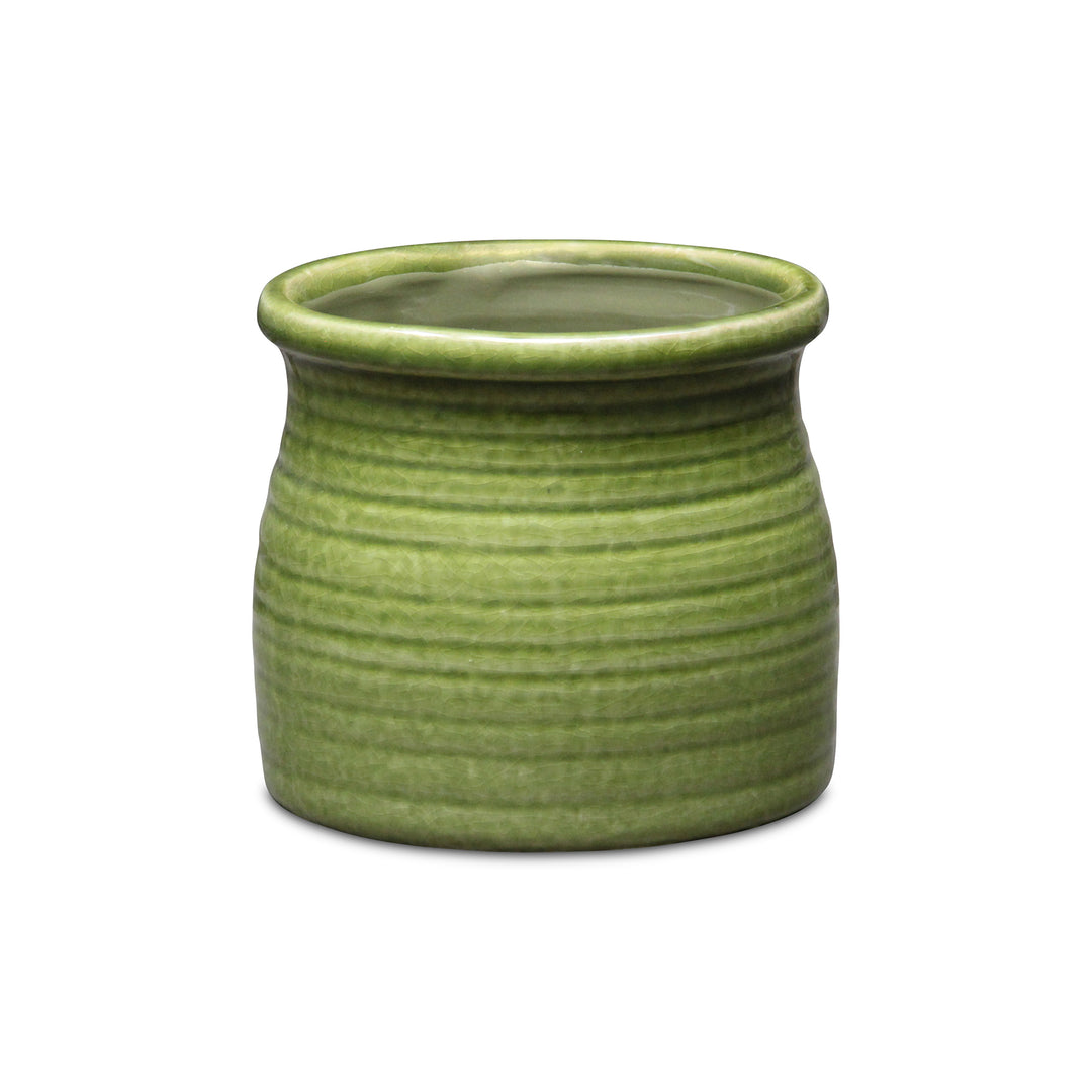 Kifon Curved Ceramic Ceramic Pot - Medium - Olive Green CHEUNGS