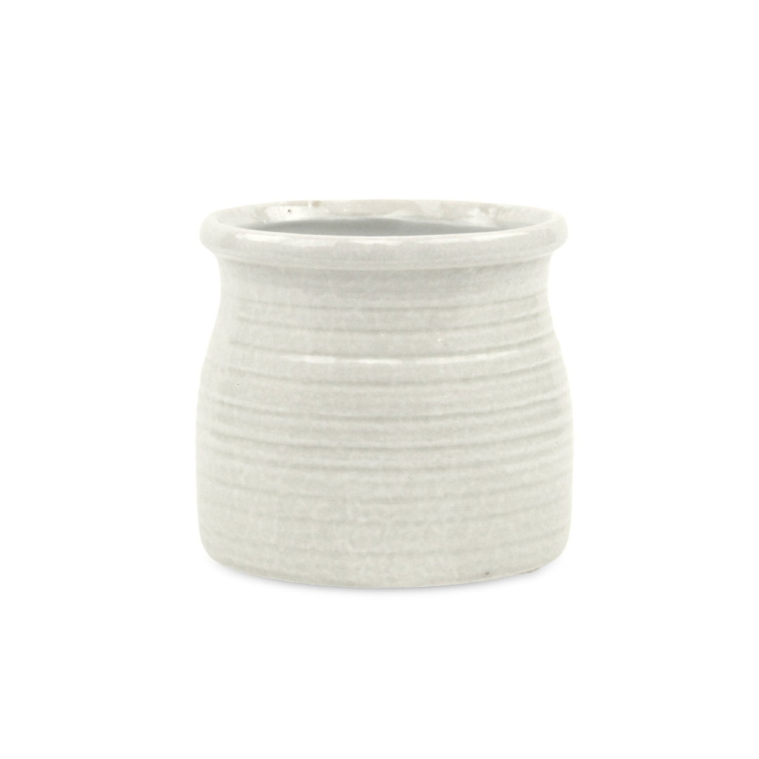 Kifon White Curved Ceramic Pot - Medium CHEUNGS