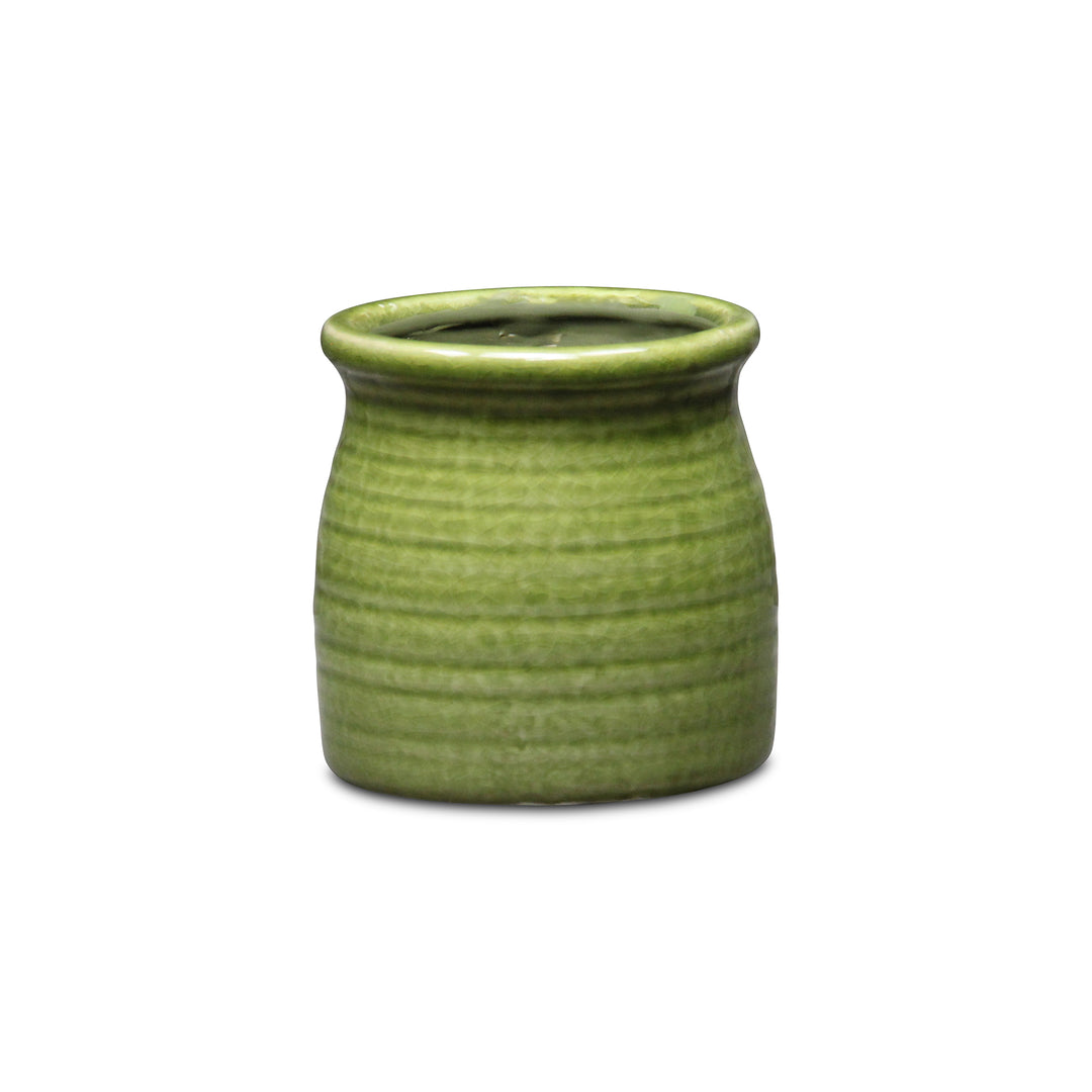 Kifon Curved Ceramic Ceramic Pot - Small - Olive Green CHEUNGS