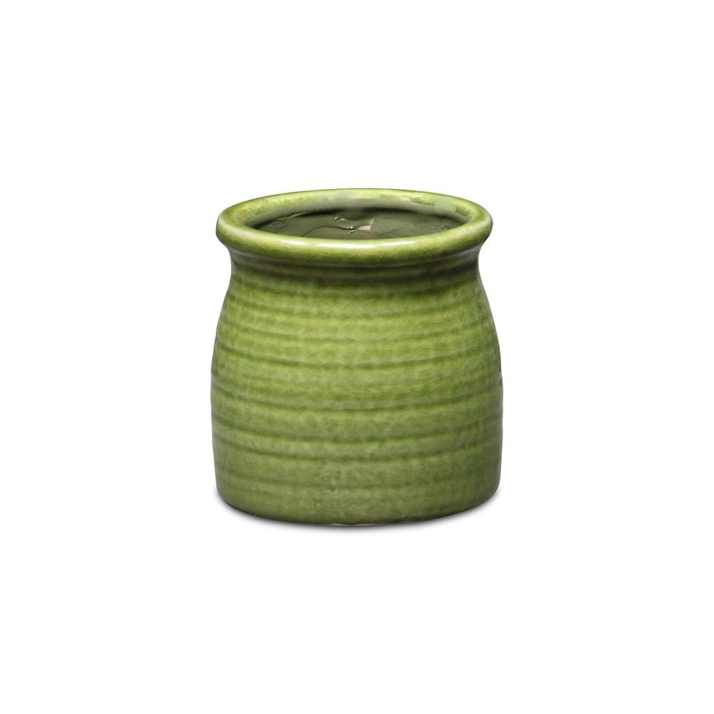 Kifon Curved Ceramic Ceramic Pot - Small - Olive Green CHEUNGS