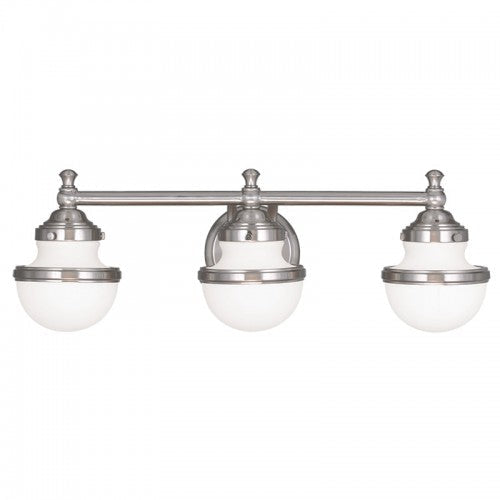 3 Light Brushed Nickel Bath Light Livex