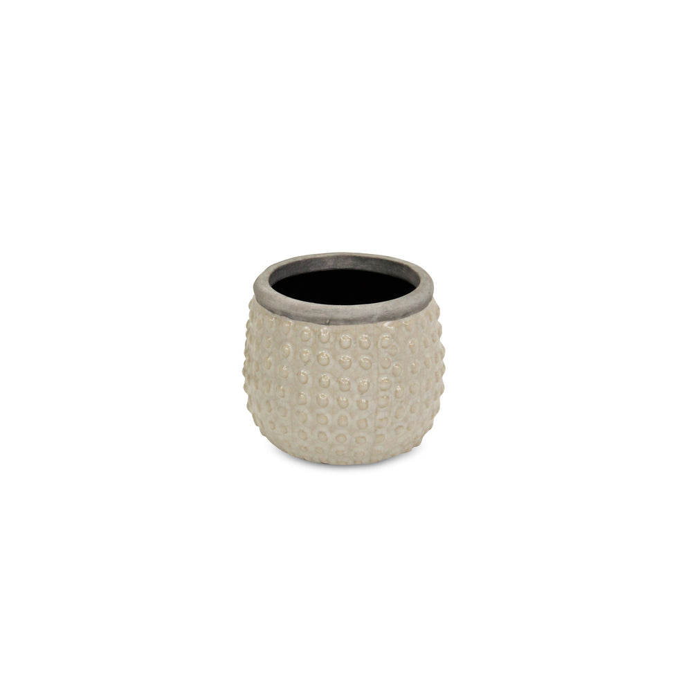 Osanna Curved Beige Ceramic Pot - Small CHEUNGS