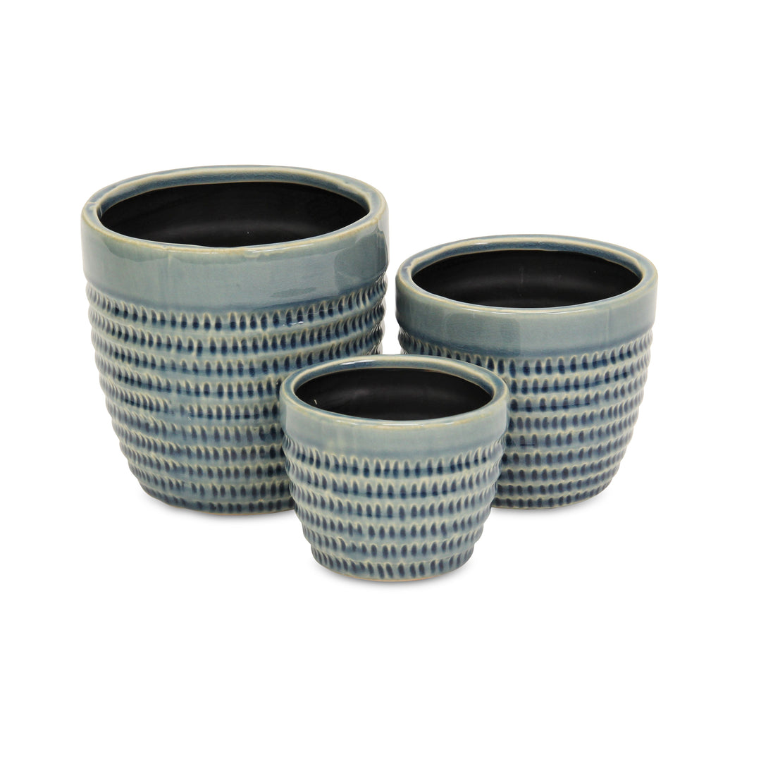 Idola Tapered Blue Ceramic Pot - Large CHEUNGS