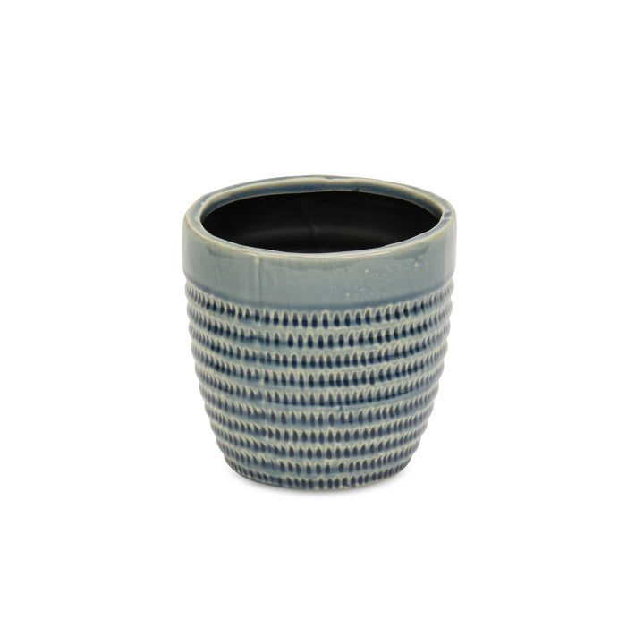 Idola Tapered Blue Ceramic Pot - Large CHEUNGS