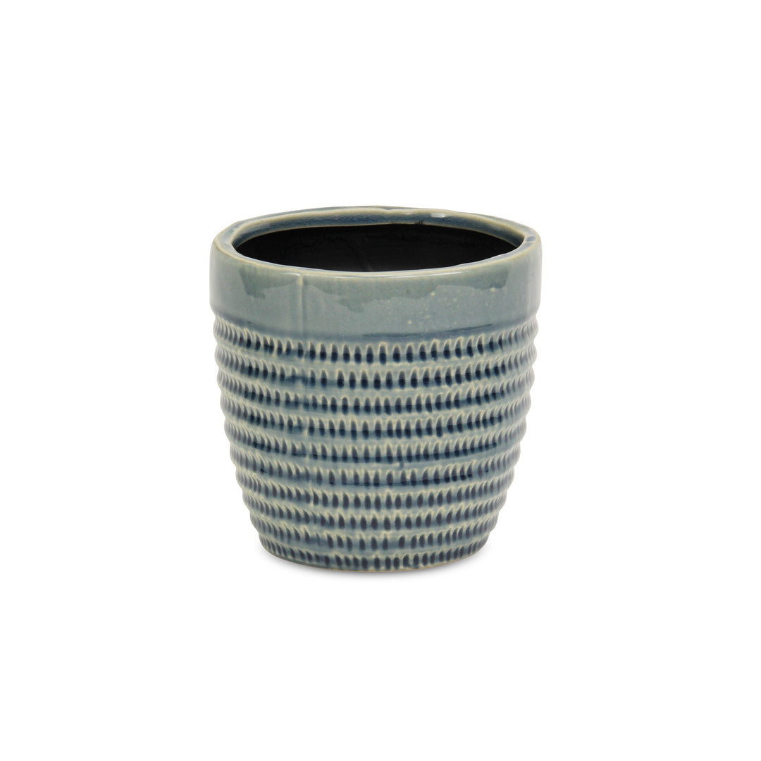 Idola Tapered Blue Ceramic Pot - Large CHEUNGS