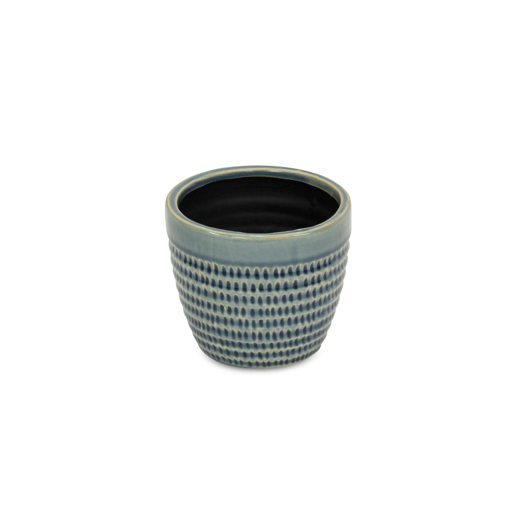 Idola Tapered Blue Ceramic Pot - Medium CHEUNGS