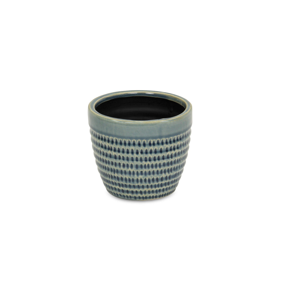 Idola Tapered Blue Ceramic Pot - Medium CHEUNGS