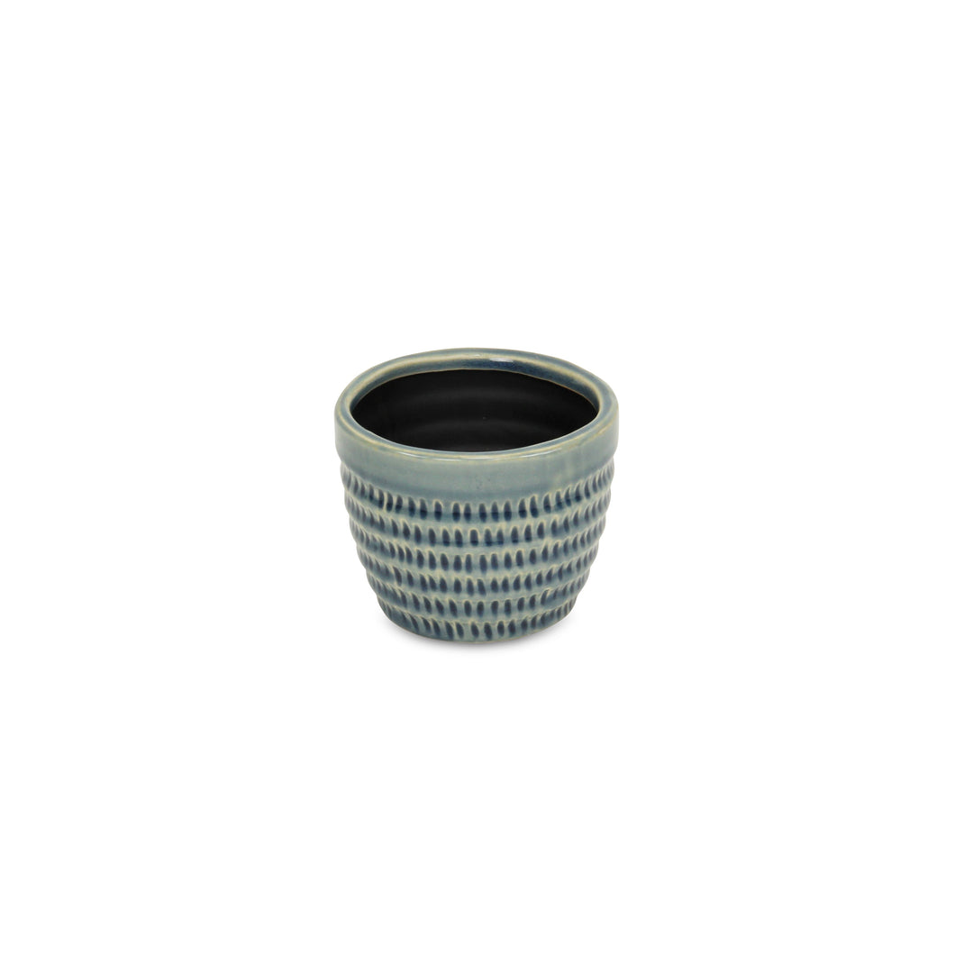 Idola Tapered Blue Ceramic Pot - Small CHEUNGS