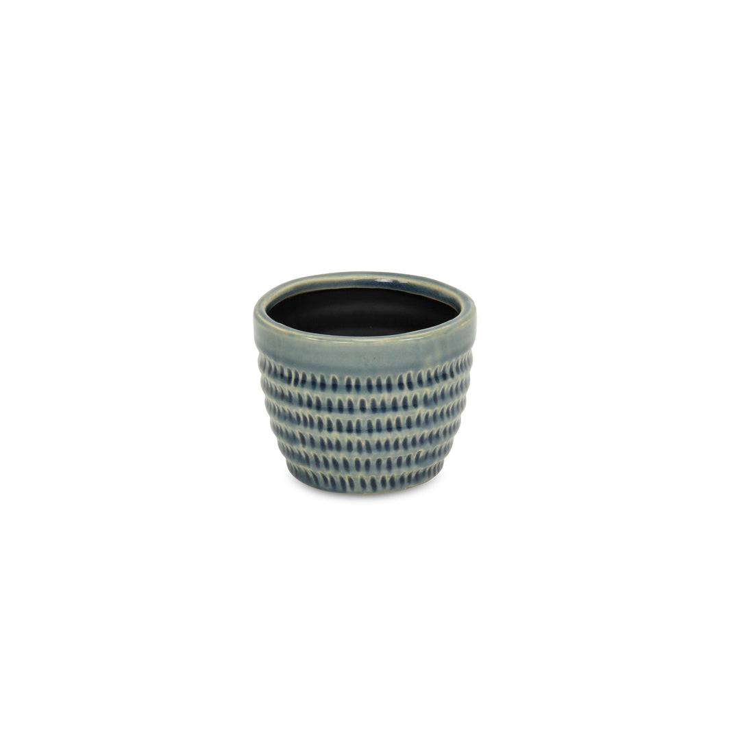 Idola Tapered Blue Ceramic Pot - Small CHEUNGS