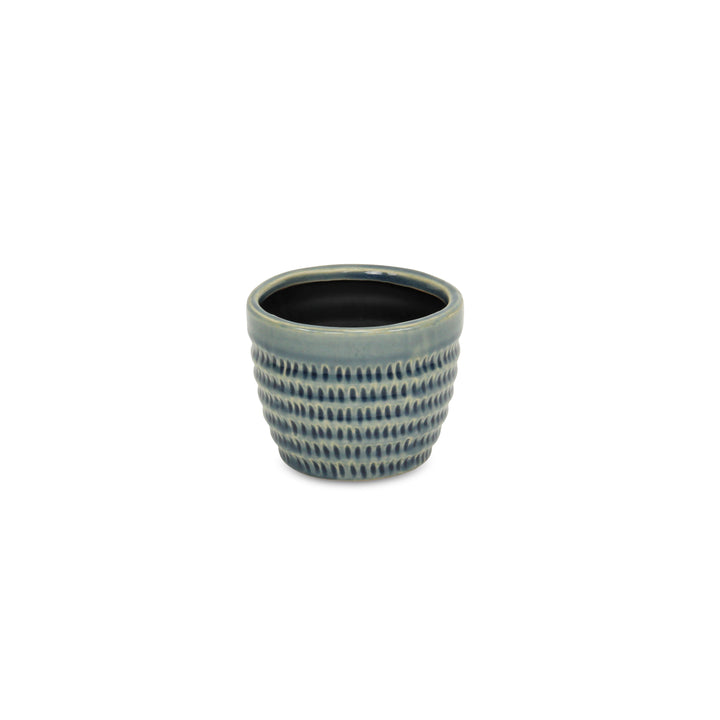 Idola Tapered Blue Ceramic Pot - Small CHEUNGS