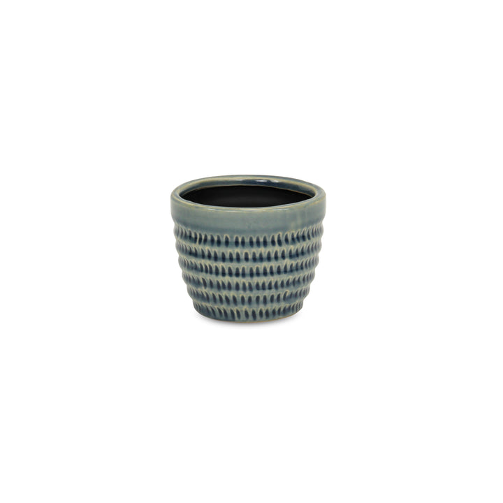 Idola Tapered Blue Ceramic Pot - Small CHEUNGS