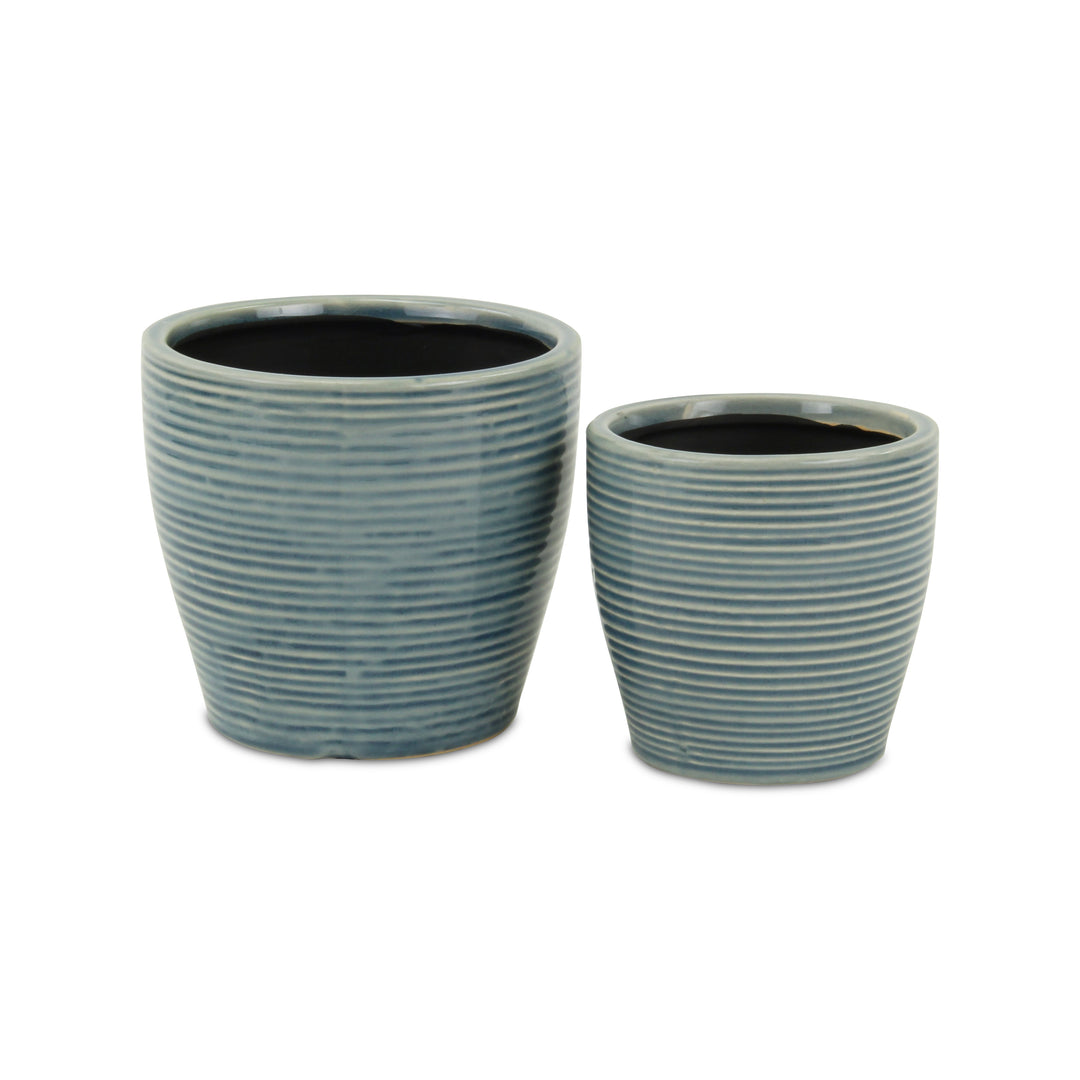 Livia Rippled Blue Pot - Large CHEUNGS