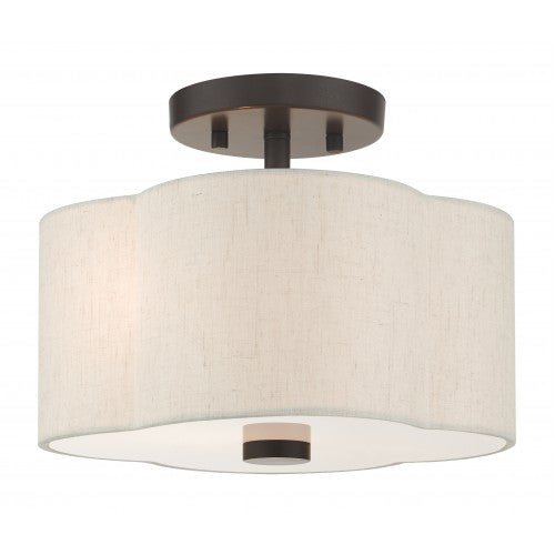 2 Light English Bronze Semi Flush Livex