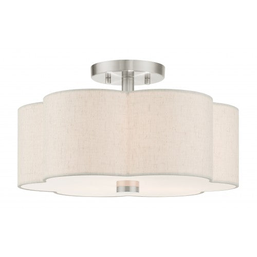 3 Light Brushed Nickel Semi Flush Livex