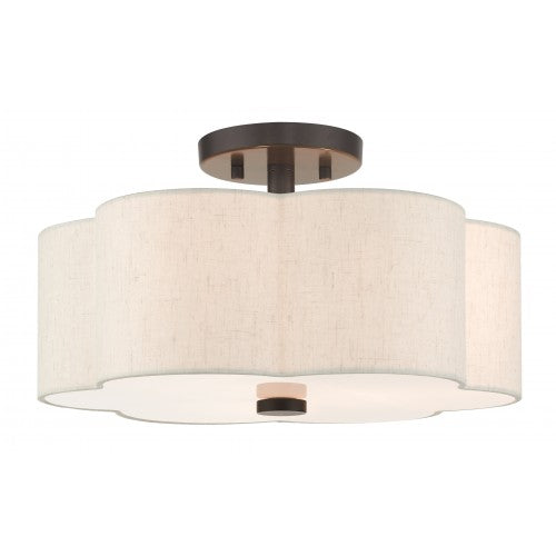 3 Light English Bronze Semi Flush Livex