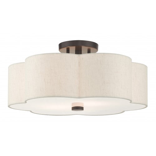 3 Light English Bronze Semi Flush Livex