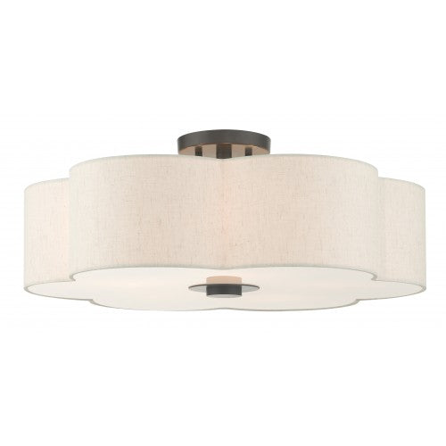 5 Light English Bronze Semi Flush Livex