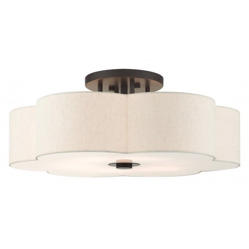 6 Light English Bronze Semi Flush Livex